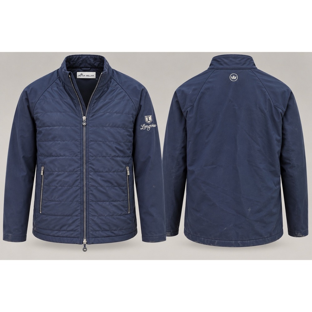 Peter Millar Jacket Mens M Navy Longview Golf Quilted Hybrid Full Zip